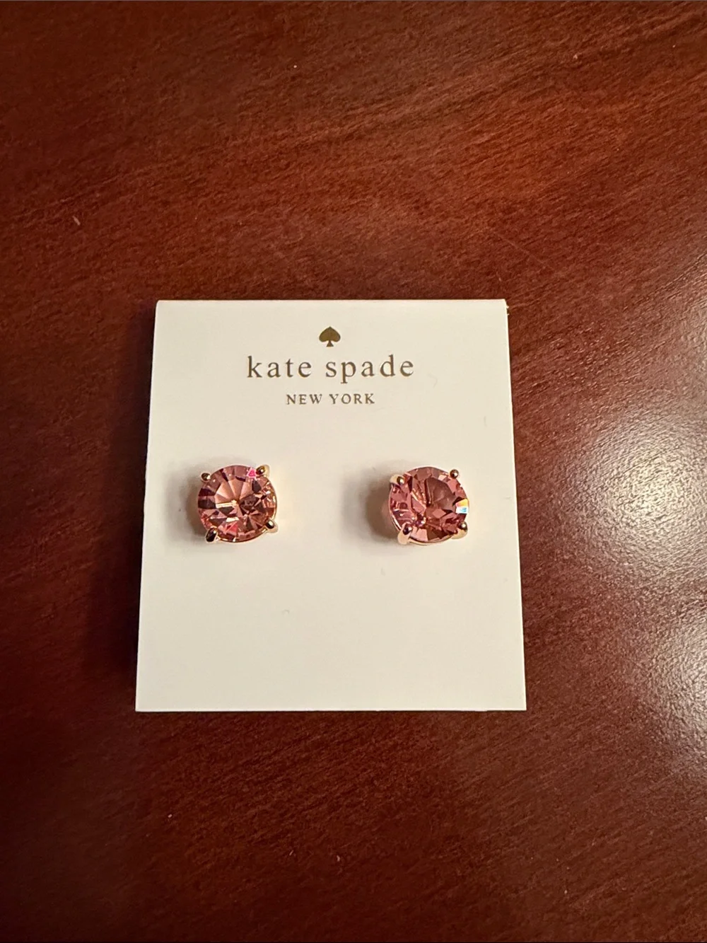 kate spade rose-pink crystal stud earrings